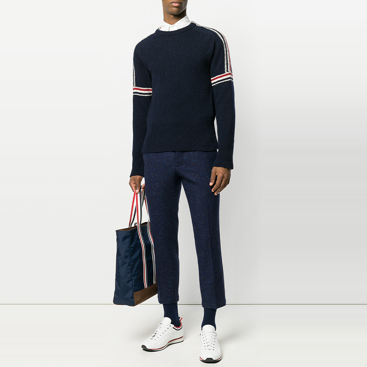 THOM BROWNE SS21 Striped Intarsia Wool Sweater Navy Blue MKA177A-00278-415 圖 5
