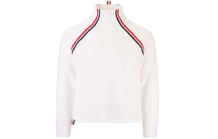 Order THOM BROWNE SS21 條紋高領毛衣 白色 MJS124A-06856-100