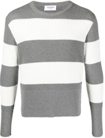 THOM BROWNE SS21 Striped Two-Tone Pullover Sweater White MKA366B-Y3009-055 THOM BROWNE SS21 Striped Two-Tone Pullover Sweater White MKA366B-Y3009-055
