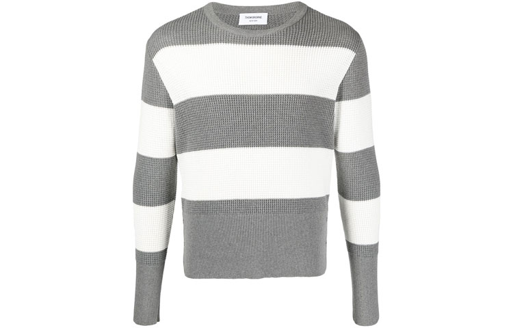 THOM BROWNE SS21 Striped Two-Tone Pullover Sweater White MKA366B-Y3009-055 圖 2