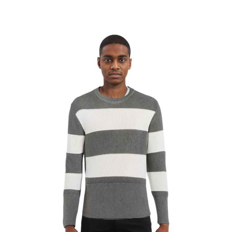 THOM BROWNE SS21 Striped Two-Tone Pullover Sweater White MKA366B-Y3009-055 圖 6