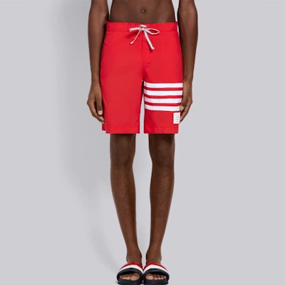 THOM BROWNE SS21 Pantalones Cortos Impermeables a Rayas - Rojo MTU223A-05415-600 Shop THOM BROWNE SS21 Pantalones Cortos Impermeables a Rayas - Rojo MTU223A-05415-600