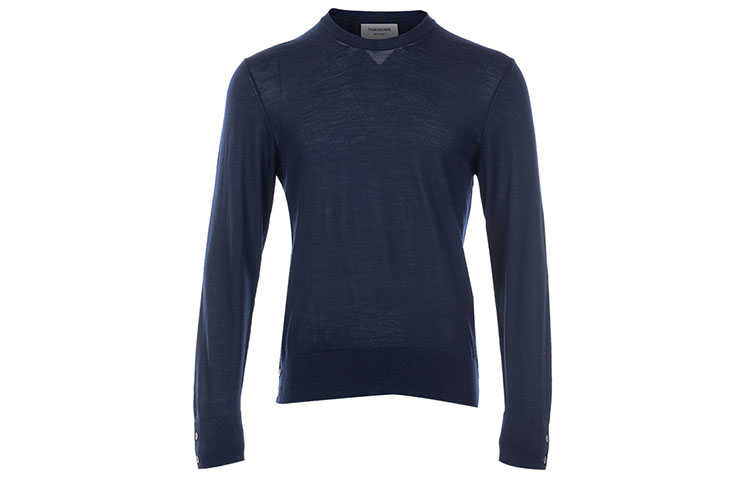 Thom Browne SS21 Striped Wool Crewneck Sweater - Blue MKA279A-00014-415