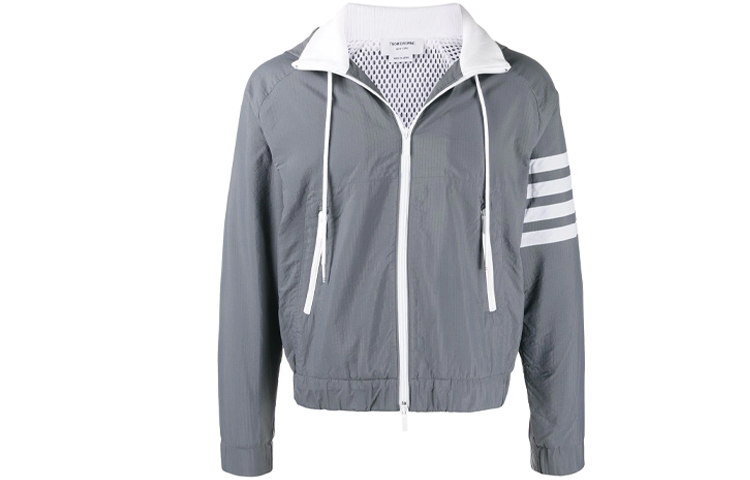 Thom Browne SS21 Striped Zip-Up Hoodie Jacket Men’s Grey MJT212A-06145-035