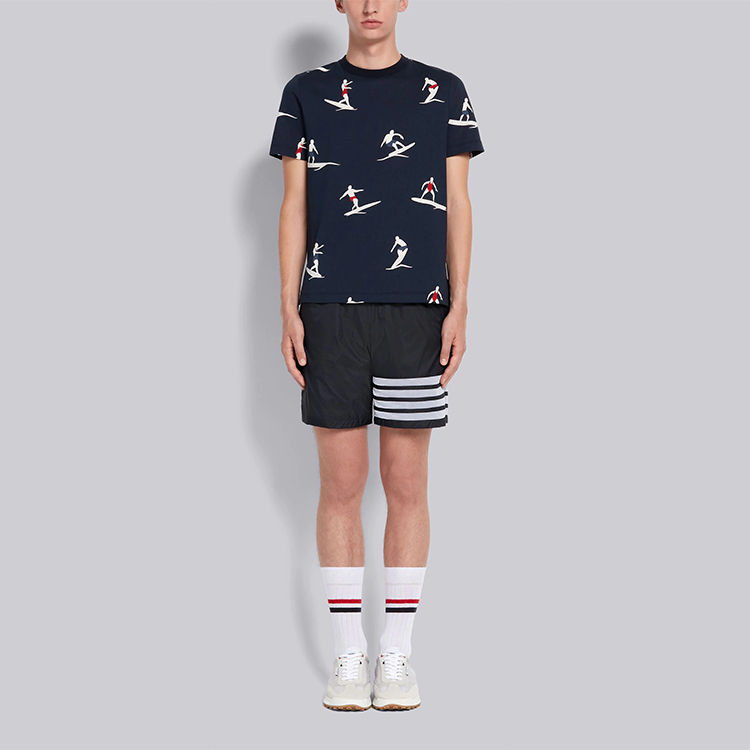 THOM BROWNE SS21 Surfer Print Pullover Short Sleeve T-Shirt Navy Blue . MJS141A-07657-415 圖 3
