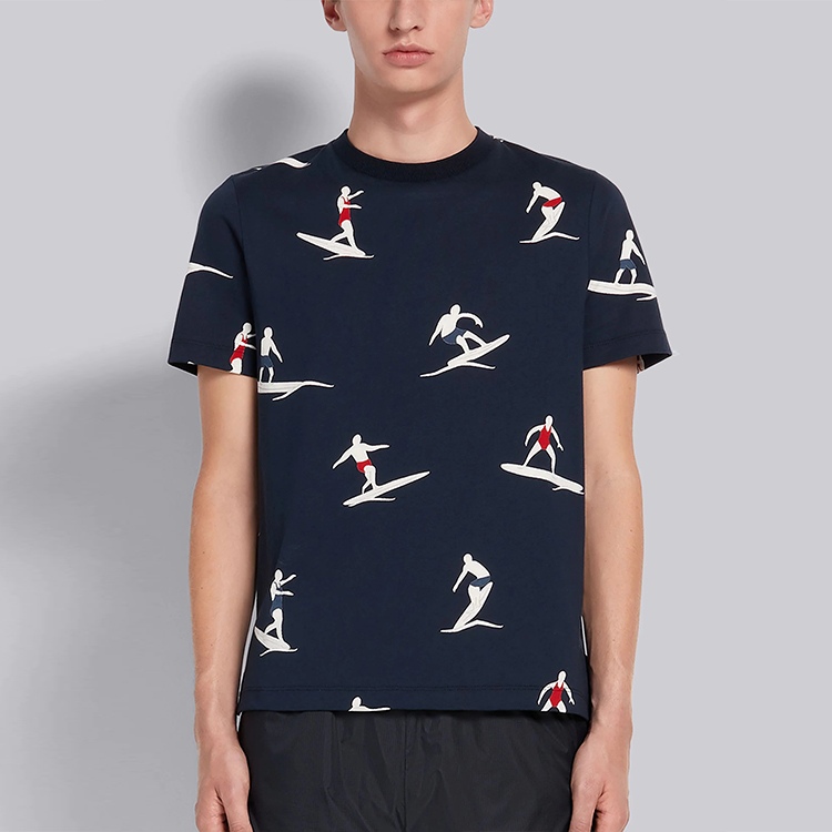 THOM BROWNE SS21 Surfer Print Pullover Short Sleeve T-Shirt Navy Blue . MJS141A-07657-415 圖 4