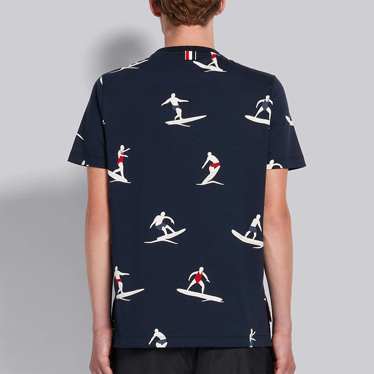 THOM BROWNE SS21 Surfer Print Pullover Short Sleeve T-Shirt Navy Blue . MJS141A-07657-415 圖 5