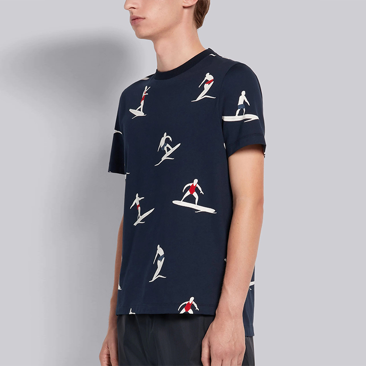THOM BROWNE SS21 Surfer Print Pullover Short Sleeve T-Shirt Navy Blue . MJS141A-07657-415 圖 6