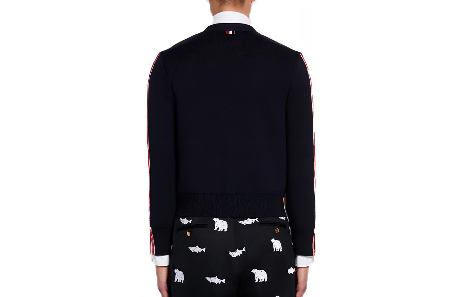 Thom Browne SS21 V-Neck Buttoned Striped Wool Sweater Navy Blue. MKC354A-Y1002-415 圖 3