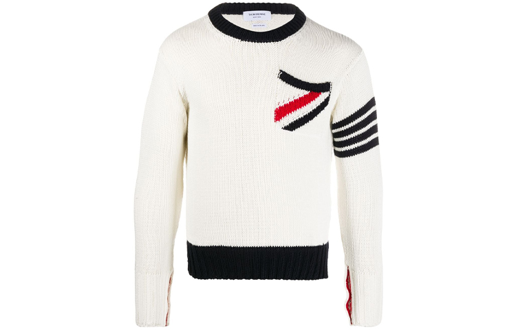Thom Browne SS21 White 4-Bar Crewneck Pullover Knit Sweater . MKA353A-Y3017-100 圖 2