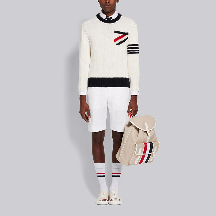 Thom Browne SS21 White 4-Bar Crewneck Pullover Knit Sweater . MKA353A-Y3017-100 圖 3