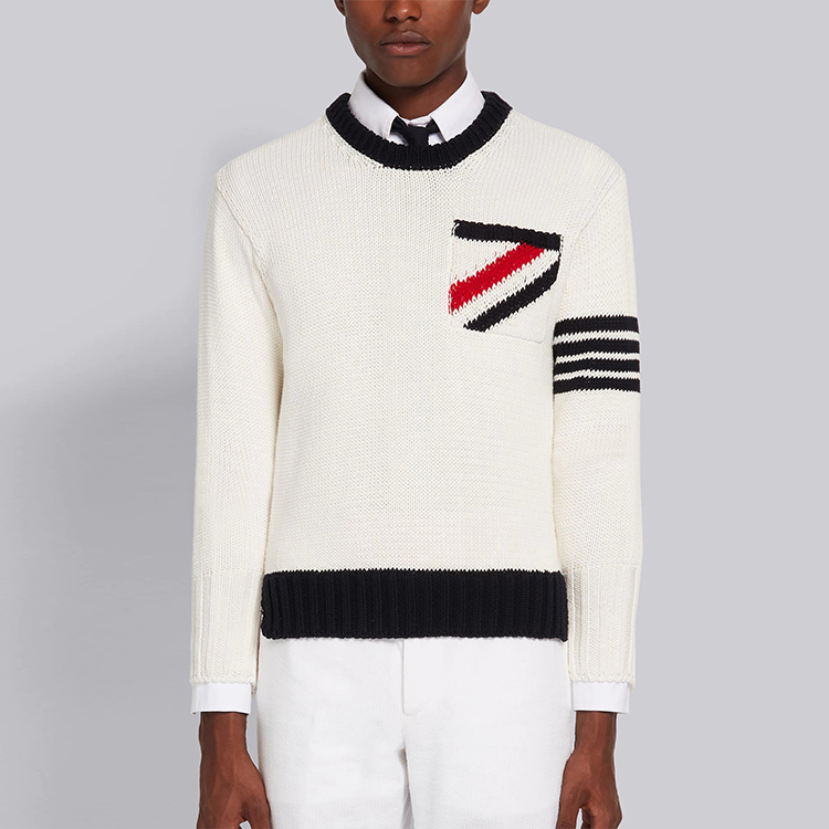 Thom Browne SS21 White 4-Bar Crewneck Pullover Knit Sweater . MKA353A-Y3017-100 圖 4