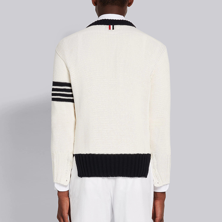 Thom Browne SS21 White 4-Bar Crewneck Pullover Knit Sweater . MKA353A-Y3017-100 圖 5