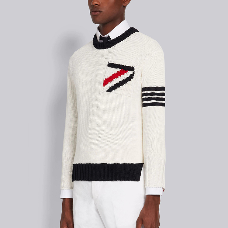 Thom Browne SS21 White 4-Bar Crewneck Pullover Knit Sweater . MKA353A-Y3017-100 圖 6