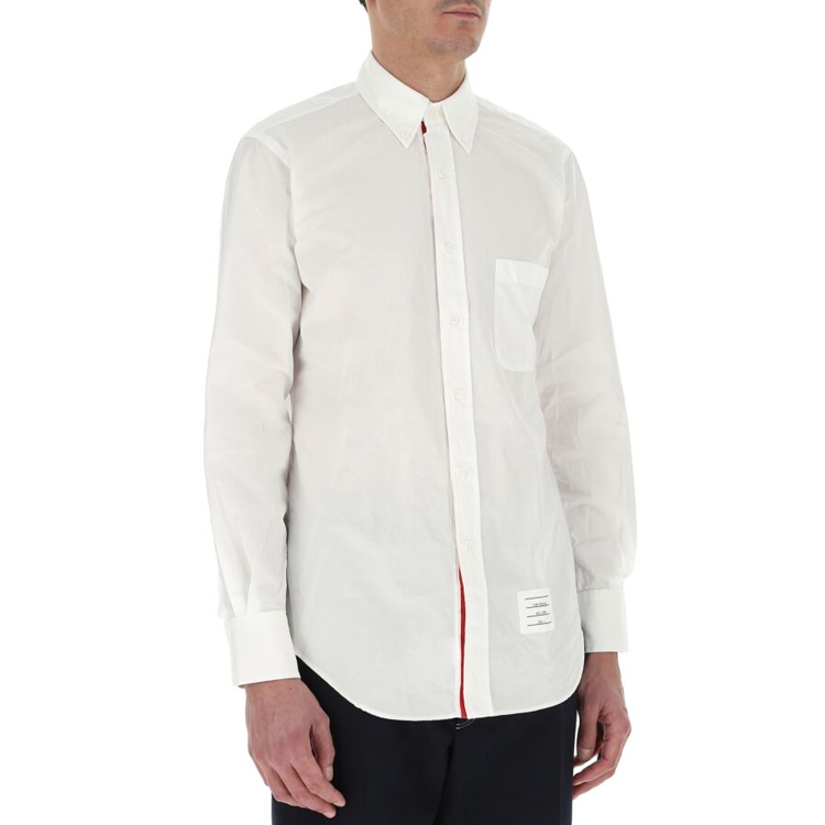 Purchase Camisa Blanca de Algodón Manga Larga con Botones Thom Browne SS21. MWL010E-03113-100