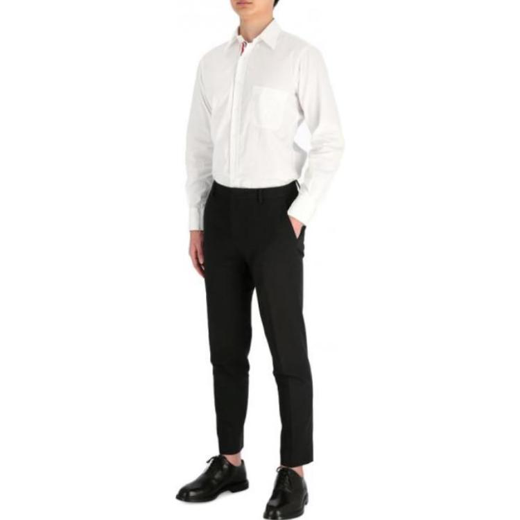 Cheap Camisa Blanca de Algodón Manga Larga con Botones Thom Browne SS21. MWL010E-03113-100
