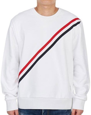 トム・ブラウン SS21 ホワイト チェストストライプ プルオーバースウェットシャツ MJT276A-03377-100 Lookbook トム・ブラウン SS21 ホワイト チェストストライプ プルオーバースウェットシャツ MJT276A-03377-100