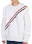 Shop トム・ブラウン SS21 ホワイト チェストストライプ プルオーバースウェットシャツ MJT276A-03377-100