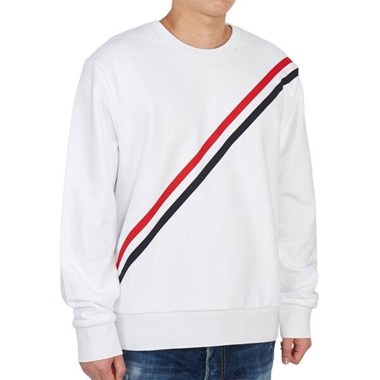 Purchase トム・ブラウン SS21 ホワイト チェストストライプ プルオーバースウェットシャツ MJT276A-03377-100