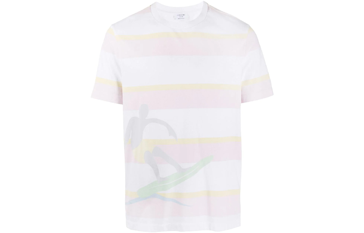 THOM BROWNE SS21 White Loose Fit Surf Stripe Graphic T-Shirt. MJS140A-07248-996 圖 2