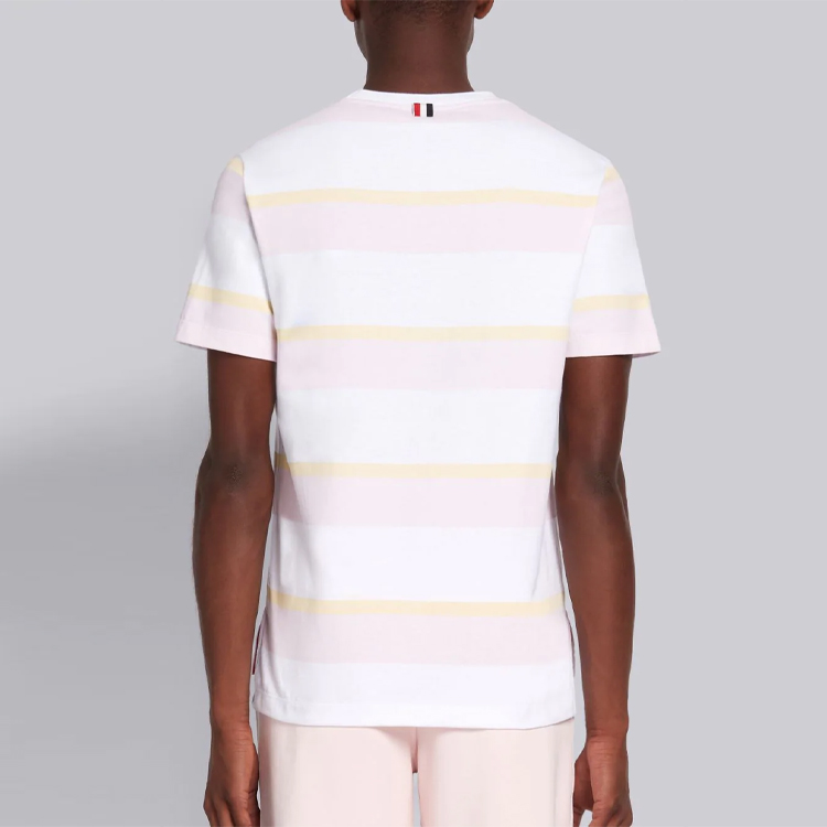 THOM BROWNE SS21 White Loose Fit Surf Stripe Graphic T-Shirt. MJS140A-07248-996 圖 5