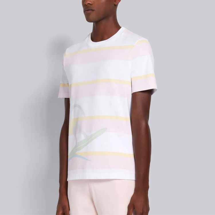 THOM BROWNE SS21 White Loose Fit Surf Stripe Graphic T-Shirt. MJS140A-07248-996 圖 6