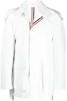 Thom Browne SS21 White Striped Long Sleeve Zip Jacket Coat MOT071O-07309-100 Thom Browne SS21 White Striped Long Sleeve Zip Jacket Coat MOT071O-07309-100