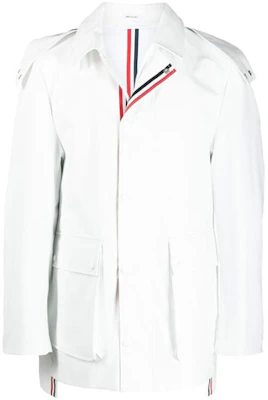Thom Browne SS21 White Striped Long Sleeve Zip Jacket Coat MOT071O-07309-100 Buy Thom Browne SS21 White Striped Long Sleeve Zip Jacket Coat MOT071O-07309-100