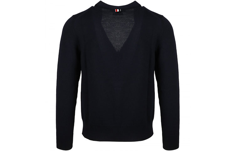 Lookbook THOM BROWNE SS21 羊毛V領毛衣 深藍色 MKC313A-Y1002-415