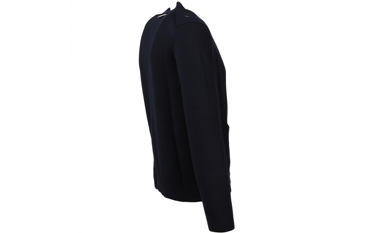 Shop THOM BROWNE SS21 羊毛V領毛衣 深藍色 MKC313A-Y1002-415