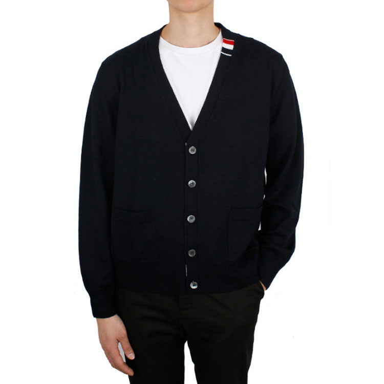 Sizing THOM BROWNE SS21 羊毛V領毛衣 深藍色 MKC313A-Y1002-415