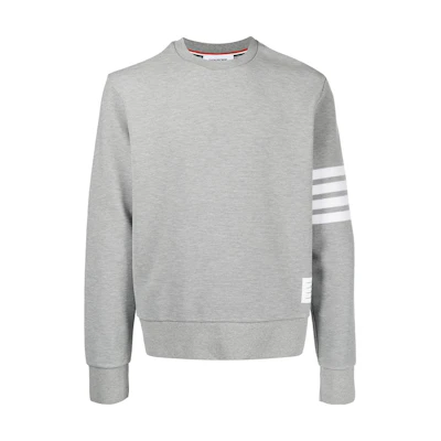 Thom Browne SS22 4-Bar Cotton Crewneck Pullover Sweatshirt Grey Mens MJT330A-08138-055