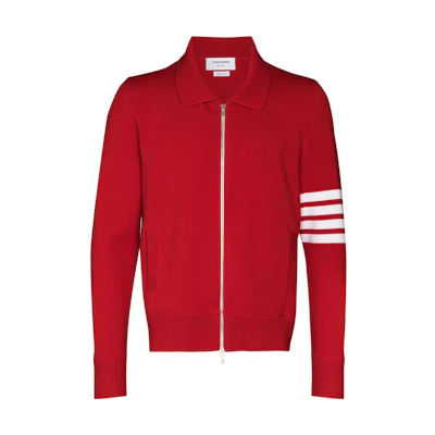 Thom Browne SS22 4-Bar Wool Zip Bomber Jacket Red MKJ071A-Y1002-600