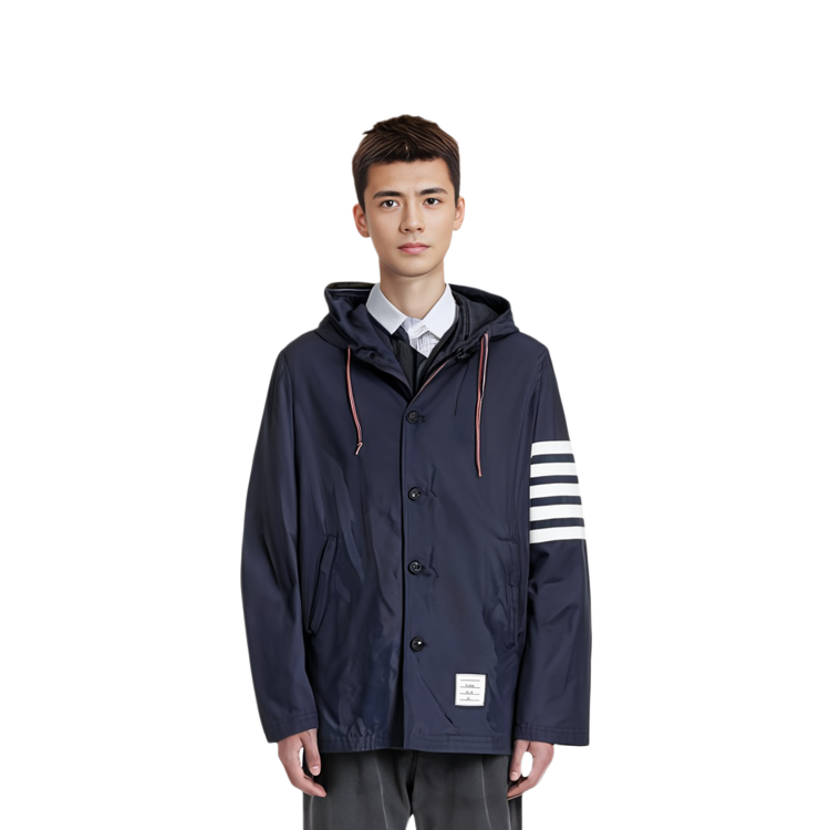 Thom Browne SS22 4-Stripe Navy Blue Hooded Jacket MOT077A-07538-415 圖 7