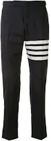 THOM BROWNE SS22 Black Four-Bar Straight-Leg Ankle Pants. MTC159A-06146-415 THOM BROWNE SS22 Black Four-Bar Straight-Leg Ankle Pants. MTC159A-06146-415