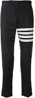 Order THOM BROWNE SS22 Black Four-Bar Straight-Leg Ankle Pants. MTC159A-06146-415