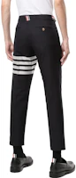 Shop THOM BROWNE SS22 Black Four-Bar Straight-Leg Ankle Pants. MTC159A-06146-415