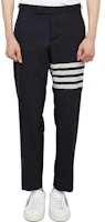 Details for THOM BROWNE SS22 Black Four-Bar Straight-Leg Ankle Pants. MTC159A-06146-415