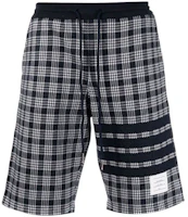 Order THOM BROWNE SS22 Celana Pendek Slim Fit Polos Hitam Plaid Straight MJQ052A-07993-415