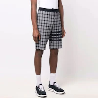 Shop THOM BROWNE SS22 Celana Pendek Slim Fit Polos Hitam Plaid Straight MJQ052A-07993-415