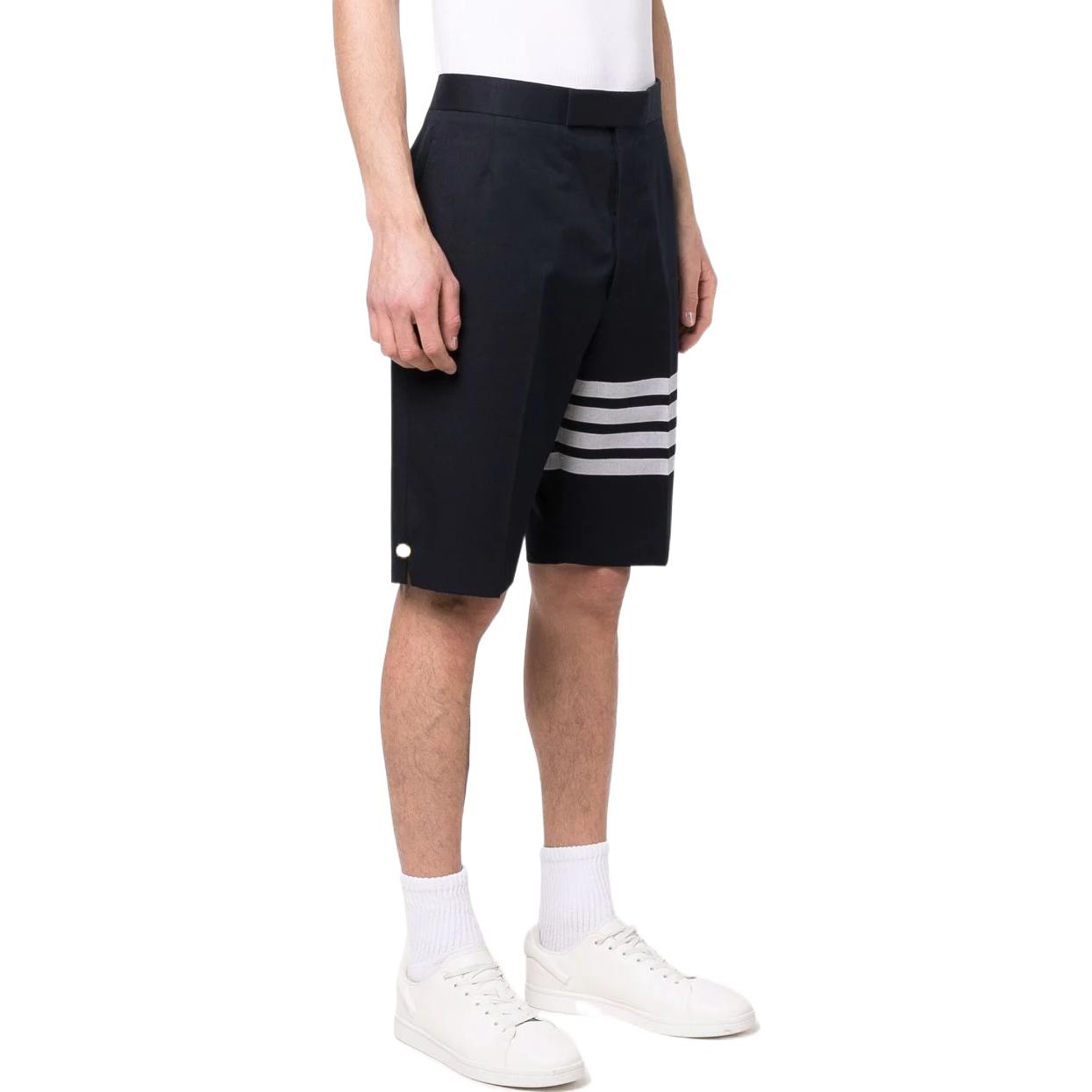 THOM BROWNE SS22  Blue Straight Shorts with Four-Stripe Print. MTC002H-07890-415 圖 4