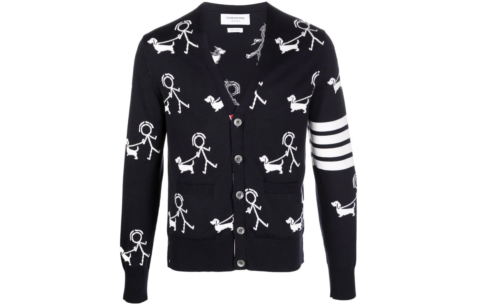 THOM BROWNE SS22  Blue Stripe Cartoon Print V-Neck Cardigan Sweater MKC392AY3007-415 圖 2