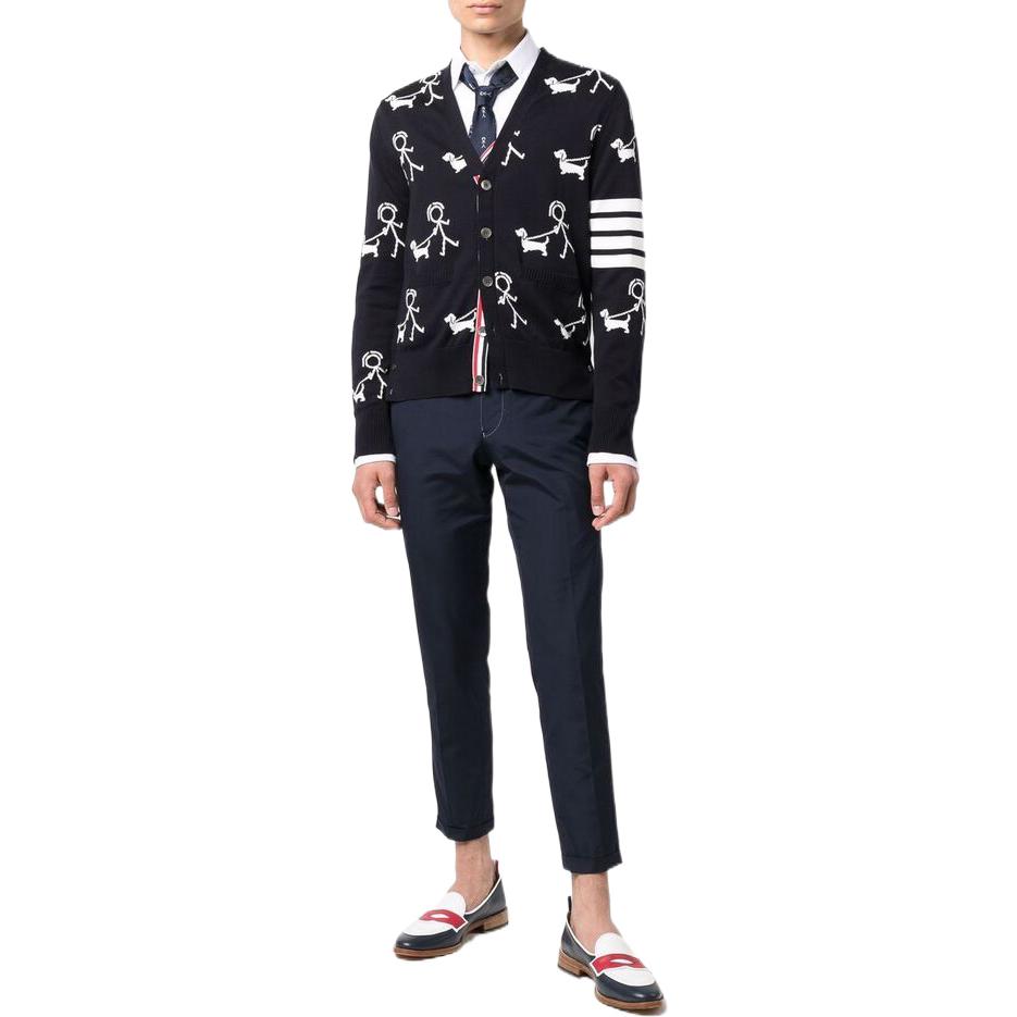 THOM BROWNE SS22  Blue Stripe Cartoon Print V-Neck Cardigan Sweater MKC392AY3007-415 圖 3