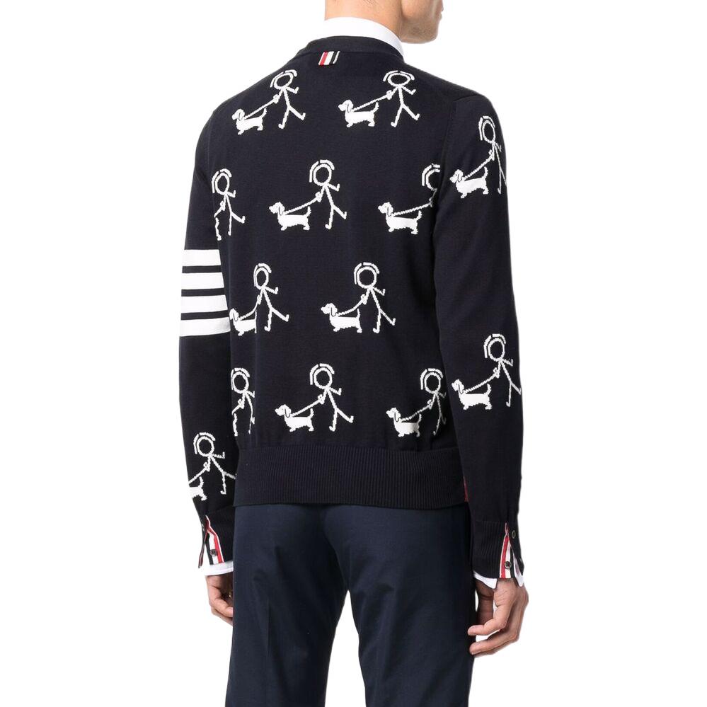 THOM BROWNE SS22  Blue Stripe Cartoon Print V-Neck Cardigan Sweater MKC392AY3007-415 圖 4