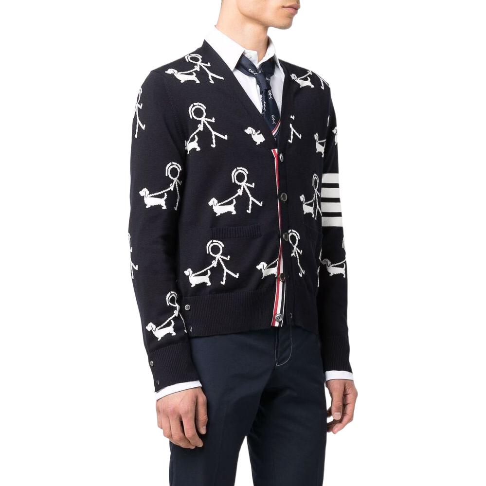 THOM BROWNE SS22  Blue Stripe Cartoon Print V-Neck Cardigan Sweater MKC392AY3007-415 圖 5