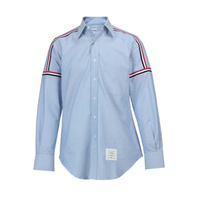 THOM BROWNE SS22 Blue Striped Oxford Long Sleeve Shirt MWL270A-00139-480