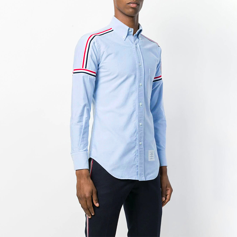 THOM BROWNE SS22  Blue Striped Oxford Long Sleeve Shirt MWL270A-00139-480 圖 4
