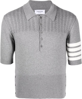 THOM BROWNE SS22 色塊條紋針織POLO衫 灰色。 MKP077-AY3006-055 Buy THOM BROWNE SS22 色塊條紋針織POLO衫 灰色。 MKP077-AY3006-055