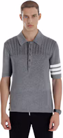 Details for THOM BROWNE SS22 色塊條紋針織POLO衫 灰色。 MKP077-AY3006-055