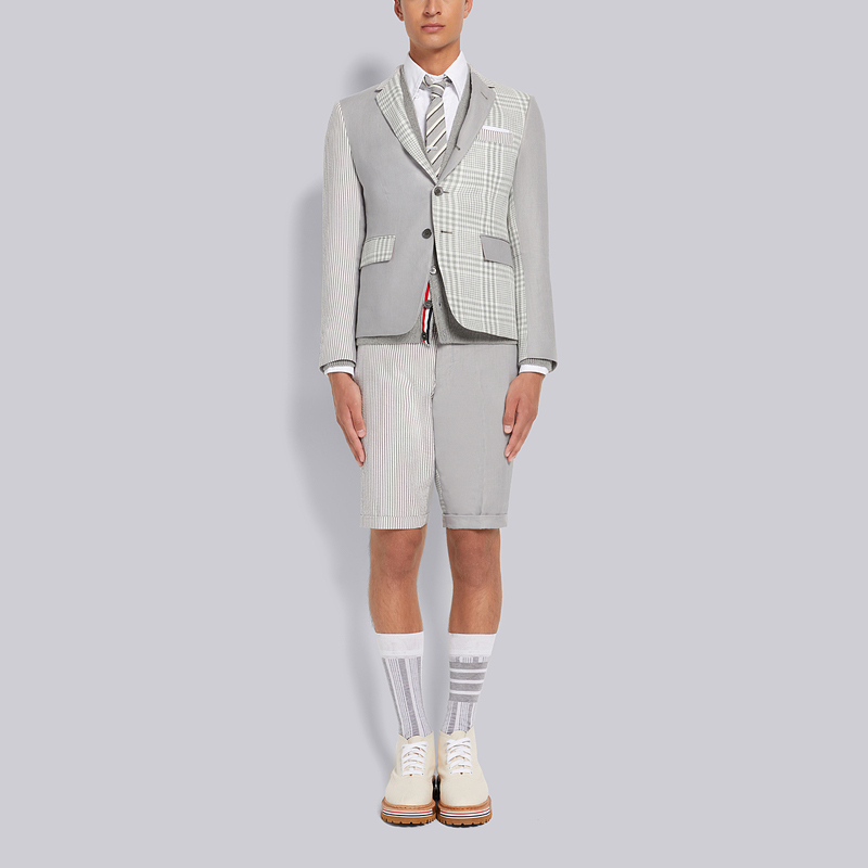 Lookbook 汤姆布朗 SS22 灰色4杠V领棉质开衫毛衣 MKC396A-Y3017-055